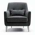 Fabric armchair with cushion and metal legs in gray color 80 x 85 x 90cm