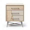 Wooden nightstand with three drawers and metal legs in natural finish 45 x 40 x 60cm