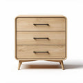 Wooden three-drawer nightstand in natural finish with metal handles 40 x 30 x 60cm