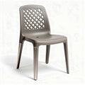 Plastic outdoor chair with lattice back design in brown color 45 x 50 x 85cm