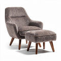 Fabric lounge chair with matching ottoman in gray and brown 80 x 75 x 90cm