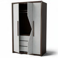 Fabric and wood wardrobe with sliding doors and internal drawers 150 x 80 x 200cm