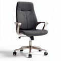 Fabric office chair with ergonomic design and adjustable height in gray