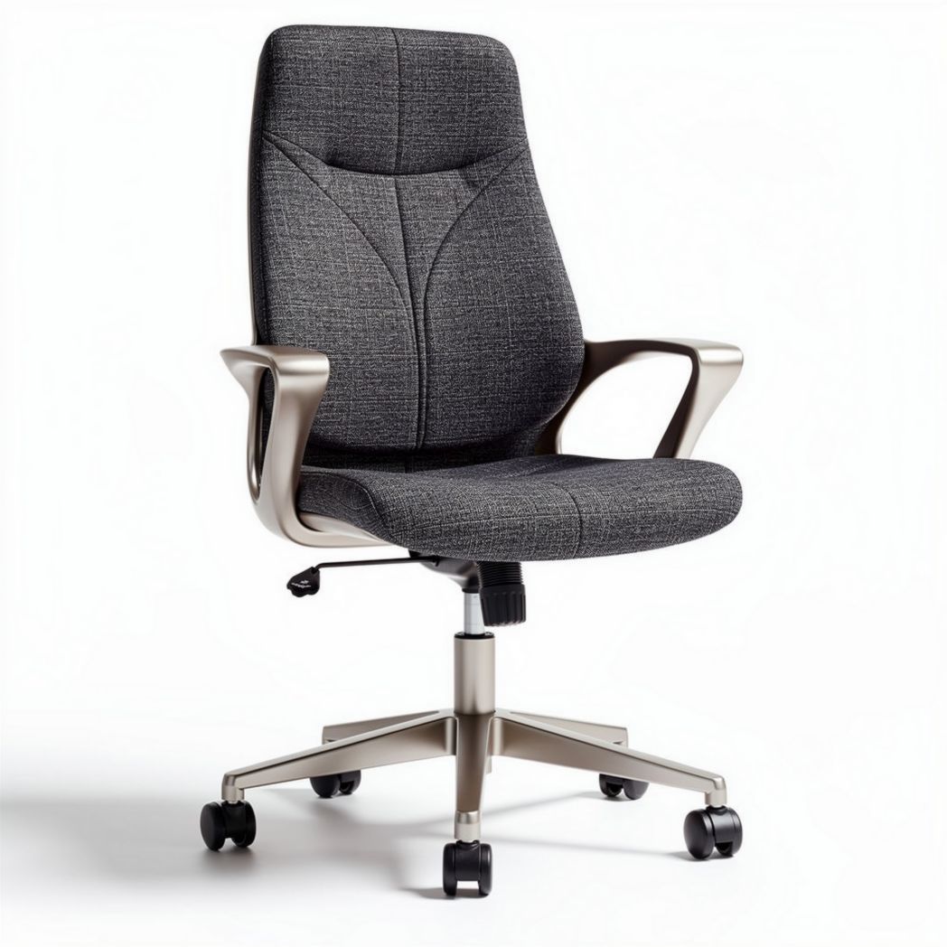 Fabric office chair with ergonomic design and adjustable height in gray