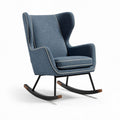 upholstered rocking chair in blue fabric with modern design 80 x 75 x 100cm