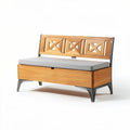 Wooden storage bench with padded seat and metal legs 120 x 50 x 90cm