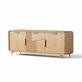 Wooden sideboard with sliding doors in natural finish 120 x 40 x 70cm