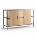 Wood sideboard with black top and two doors 100 x 45 x 80cm