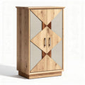 Wooden storage cabinet with mirrored accents and geometric design 80 x 40 x 100cm